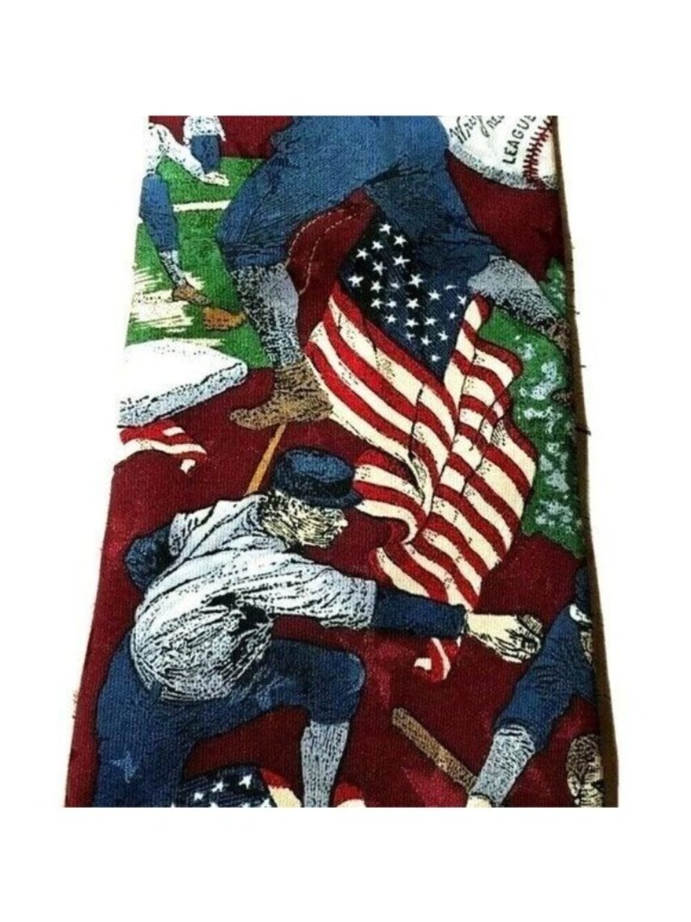 Van Heusen 417 Americana Series Batter Up Circa 1916 Baseball Silk Tie 4th July - Picture 6 of 8